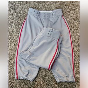 Set XL & L Kids Baseball Pants with Red Stripe - Gray